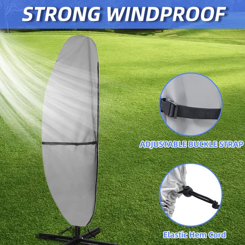 Zenicham Patio Umbrella Parasol Cover - 600D Waterproof Anti-UV Fits 12-14 Feet - Image 3